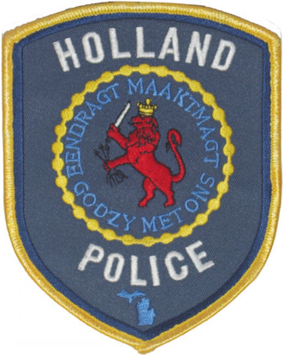 Holland Police Eendracht maakt macht God zy met ons geborduurde patch embleem | Opnaai